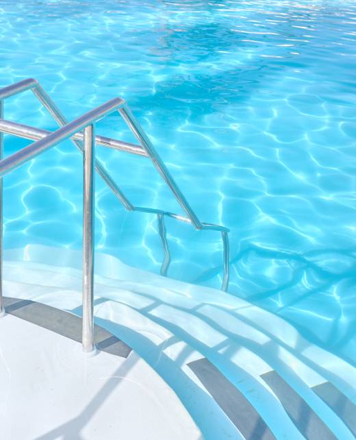 Railing at the entrance to the swimming pool.